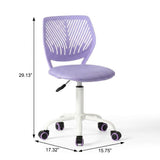 Lilac And White Adjustable Height Swivel Rolling Office Chair - HomeRoots - Flyclothing LLC
