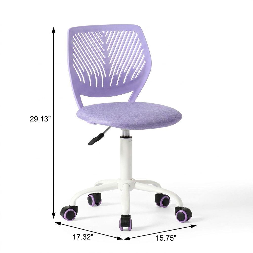 Lilac And White Adjustable Height Swivel Rolling Office Chair - HomeRoots - Flyclothing LLC