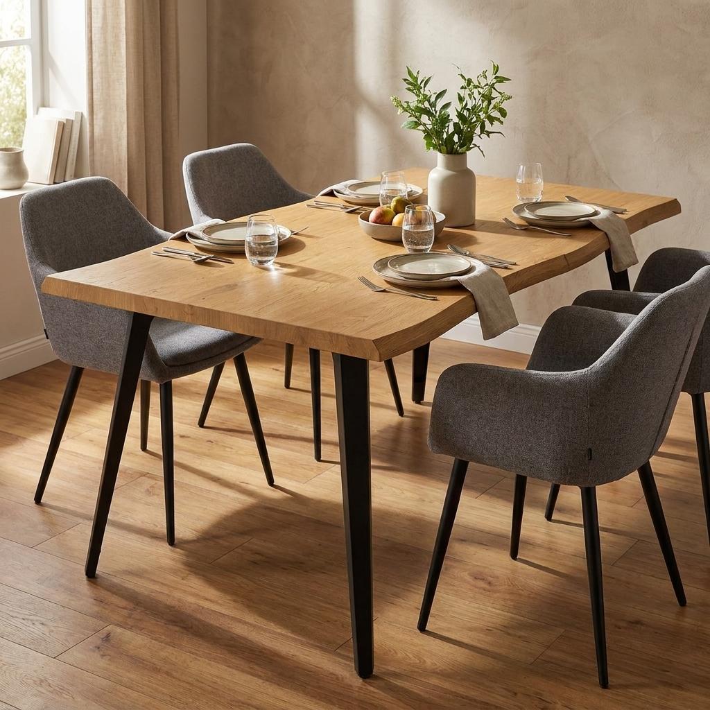 63" Natural And Black Wood And Steel Live Edge Dining Table - HomeRoots - Flyclothing LLC