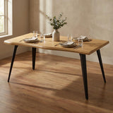 63" Natural And Black Wood And Steel Live Edge Dining Table - HomeRoots - Flyclothing LLC