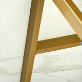 55" White And Gold Faux Marble And Iron Sled Base Dining Table - HomeRoots - Flyclothing LLC