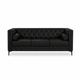 79" Black Faux Leather Sofa - HomeRoots - Flyclothing LLC
