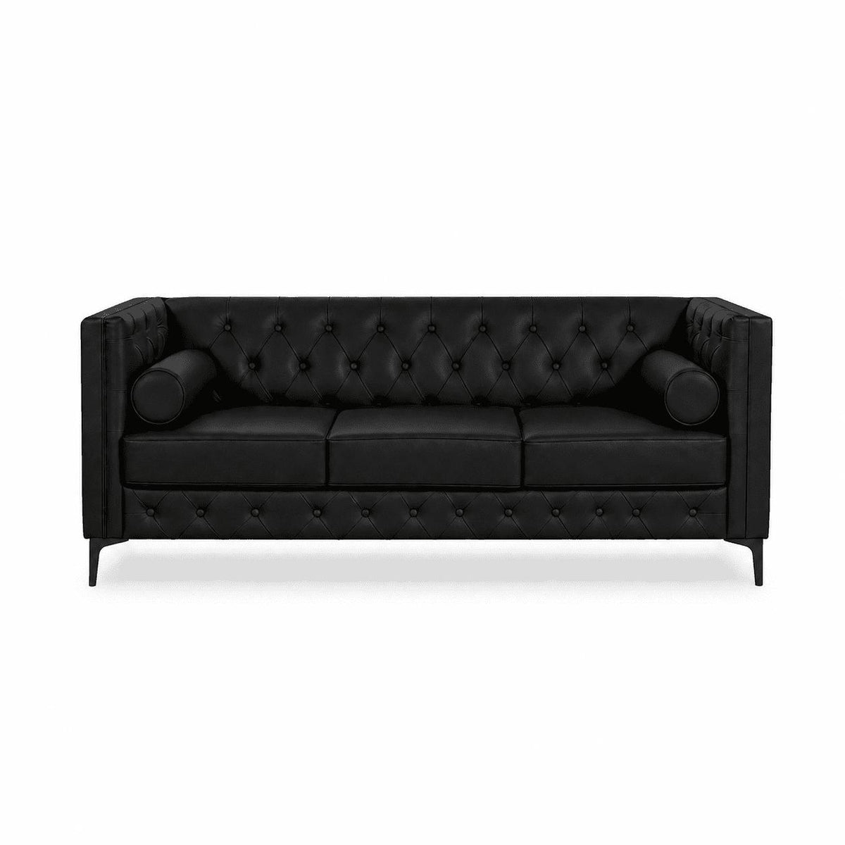 79" Black Faux Leather Sofa - HomeRoots - Flyclothing LLC