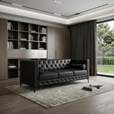 79" Black Faux Leather Sofa - HomeRoots - Flyclothing LLC
