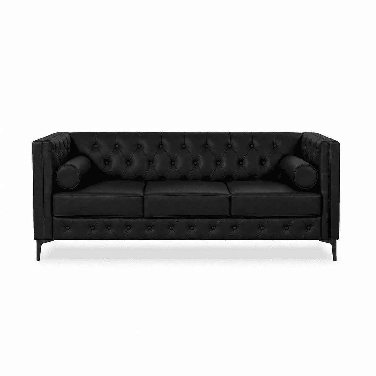 79" Black Faux Leather Sofa - HomeRoots - Flyclothing LLC