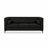 79" Black Faux Leather Sofa - HomeRoots - Flyclothing LLC