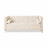 79" White Faux Leather Sofa - HomeRoots - Flyclothing LLC