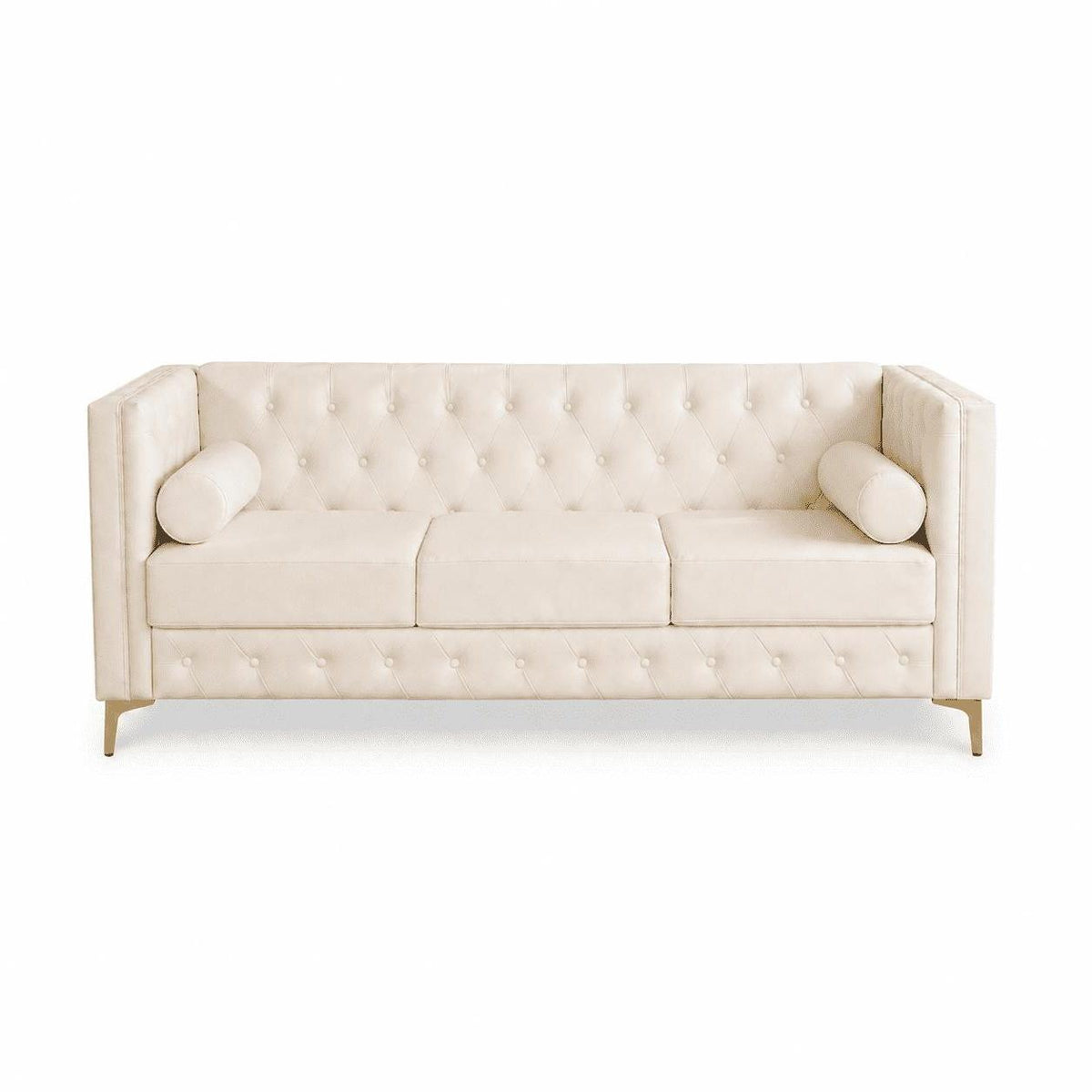 79" White Faux Leather Sofa - HomeRoots - Flyclothing LLC