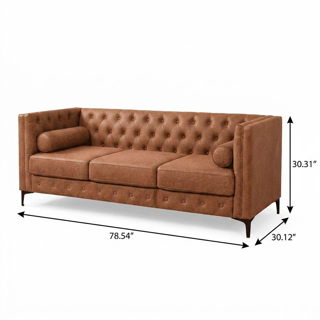 79" Brown Faux Leather Sofa - HomeRoots - Flyclothing LLC