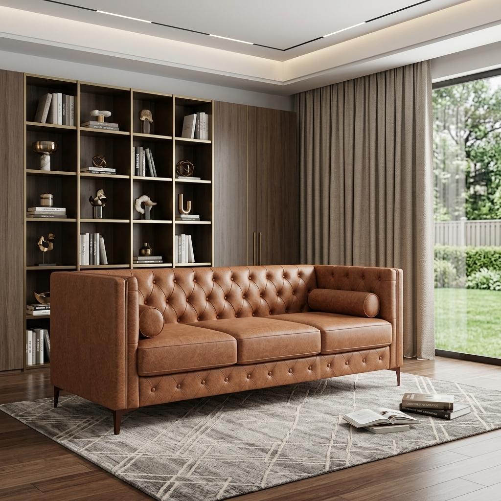 79" Brown Faux Leather Sofa - HomeRoots - Flyclothing LLC