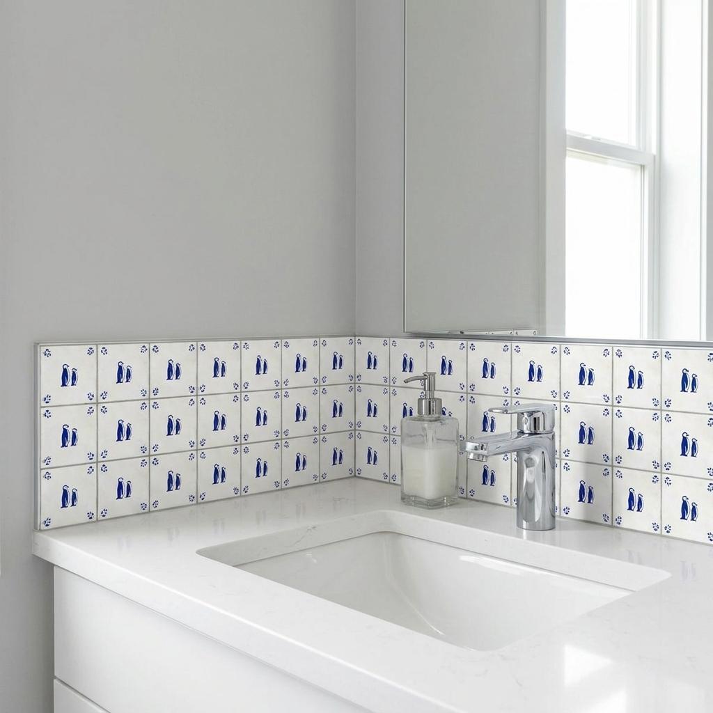 4" x 4" Blue Vinyl Arabesque Peel And Stick Removable Tiles - HomeRoots - Flyclothing LLC