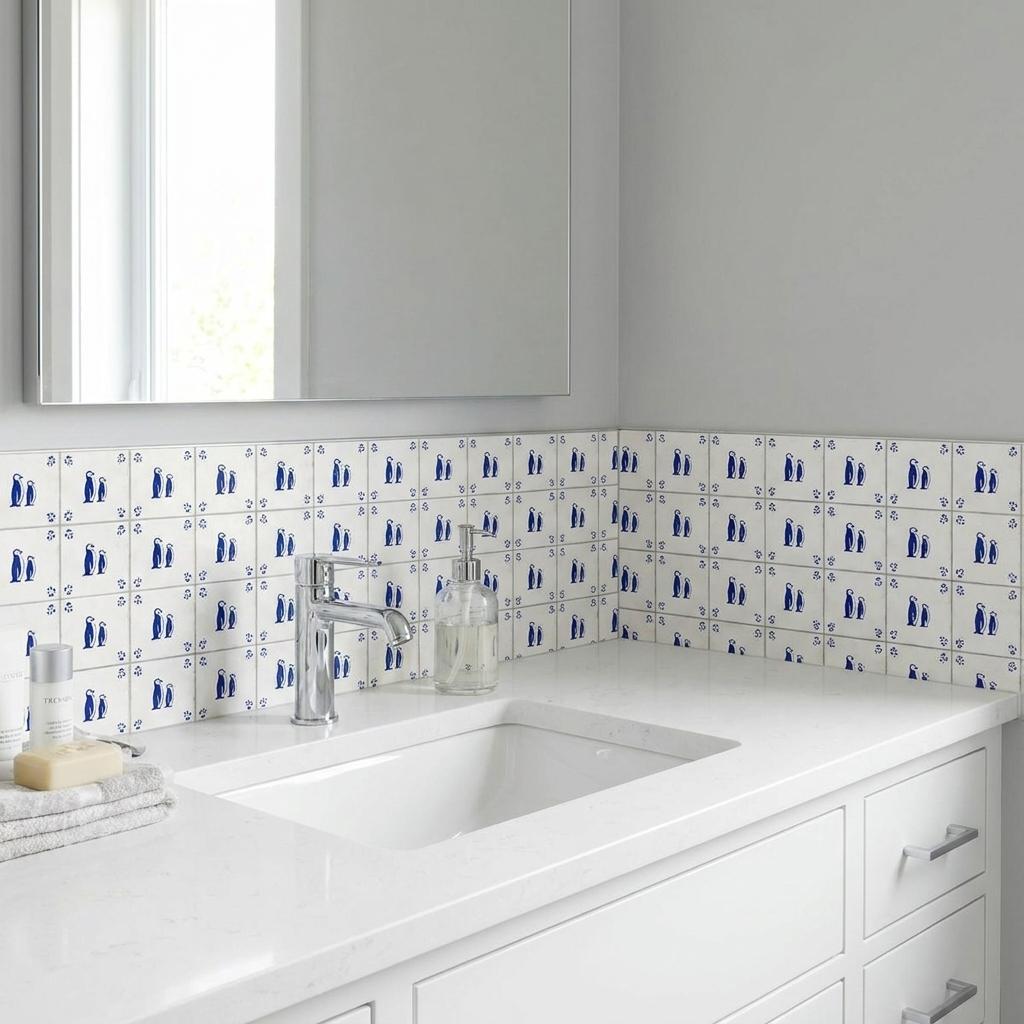 5" x 5" Blue Vinyl Arabesque Peel And Stick Removable Tiles - HomeRoots - Flyclothing LLC