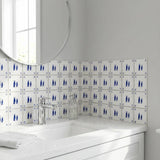 6" x 6" Blue Vinyl Arabesque Peel And Stick Removable Tiles - HomeRoots - Flyclothing LLC