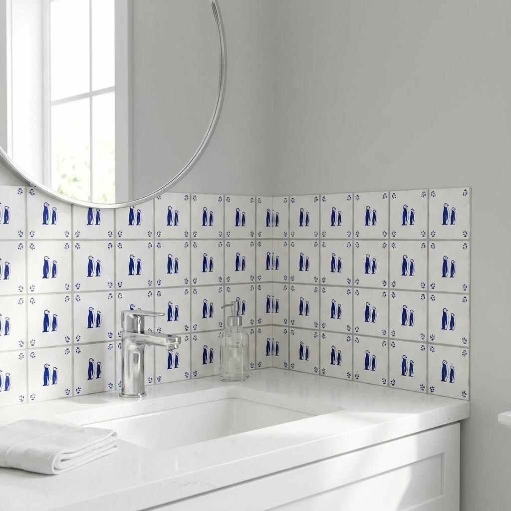 6" x 6" Blue Vinyl Arabesque Peel And Stick Removable Tiles - HomeRoots - Flyclothing LLC
