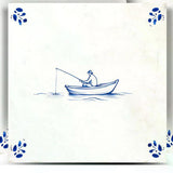 4" x 4" Blue Vinyl Arabesque Peel And Stick Removable Tiles - HomeRoots - Flyclothing LLC