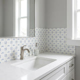 4" x 4" Blue Vinyl Arabesque Peel And Stick Removable Tiles - HomeRoots - Flyclothing LLC