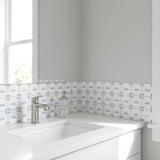5" x 5" Blue Vinyl Arabesque Peel And Stick Removable Tiles - HomeRoots - Flyclothing LLC