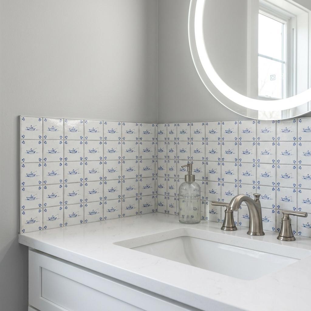 6" x 6" Blue Vinyl Arabesque Peel And Stick Removable Tiles - HomeRoots - Flyclothing LLC