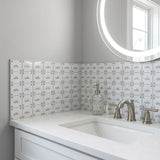 6" x 6" Blue Vinyl Arabesque Peel And Stick Removable Tiles - HomeRoots - Flyclothing LLC