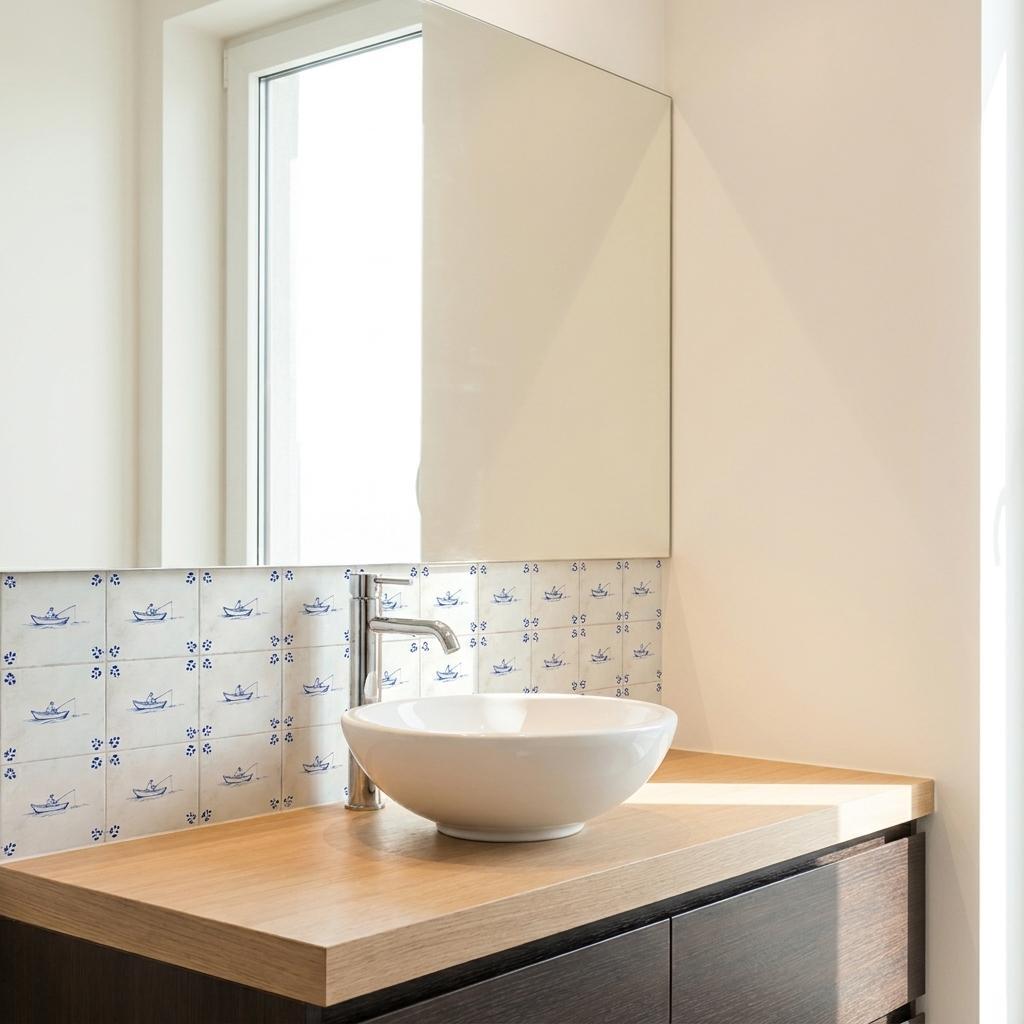 8" x 8" Blue Vinyl Arabesque Peel And Stick Removable Tiles - HomeRoots - Flyclothing LLC