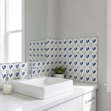 4" x 4" Blue Vinyl Arabesque Peel And Stick Removable Tiles - HomeRoots - Flyclothing LLC