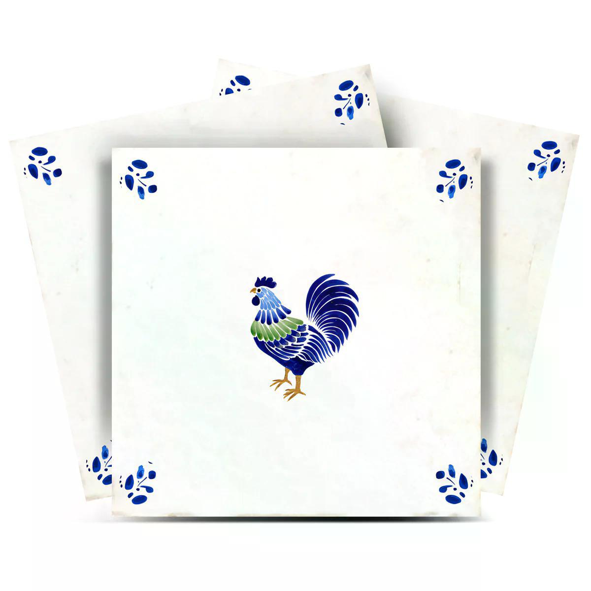 4" x 4" Blue Vinyl Arabesque Peel And Stick Removable Tiles - HomeRoots - Flyclothing LLC