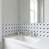 5" x 5" Blue Vinyl Arabesque Peel And Stick Removable Tiles - HomeRoots - Flyclothing LLC