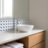 8" x 8" Blue Vinyl Arabesque Peel And Stick Removable Tiles - HomeRoots - Flyclothing LLC