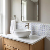 8" x 8" Blue Vinyl Arabesque Peel And Stick Removable Tiles - HomeRoots - Flyclothing LLC