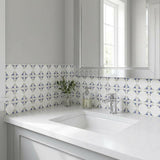 4" x 4" Blue Vinyl Arabesque Peel And Stick Removable Tiles - HomeRoots - Flyclothing LLC