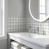 5" x 5" Blue Vinyl Arabesque Peel And Stick Removable Tiles - HomeRoots - Flyclothing LLC