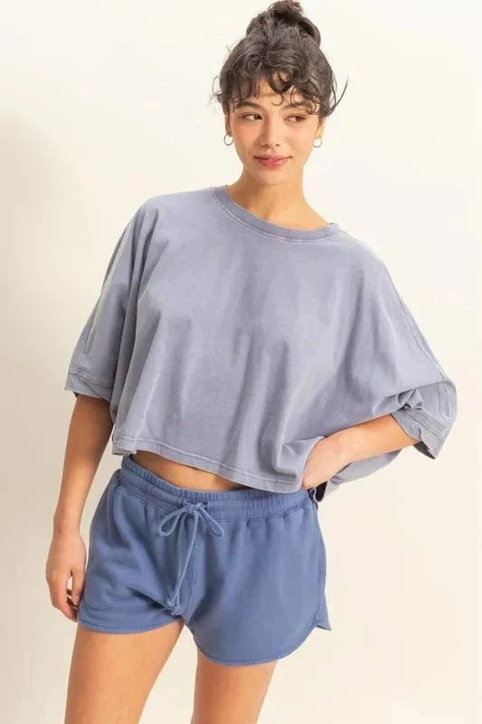 HYFVE Lightweight Round Neck Batwing Sleeve T-Shirt - Trendsi
