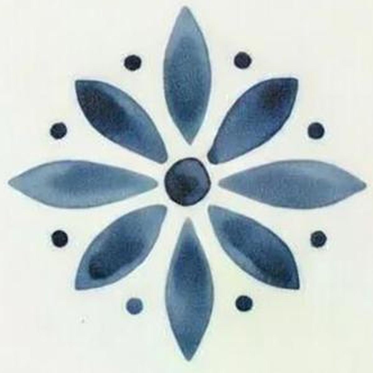 4" x 4" Blue Vinyl Arabesque Peel And Stick Removable Tiles - HomeRoots - Flyclothing LLC