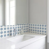 4" x 4" Blue Vinyl Arabesque Peel And Stick Removable Tiles - HomeRoots - Flyclothing LLC