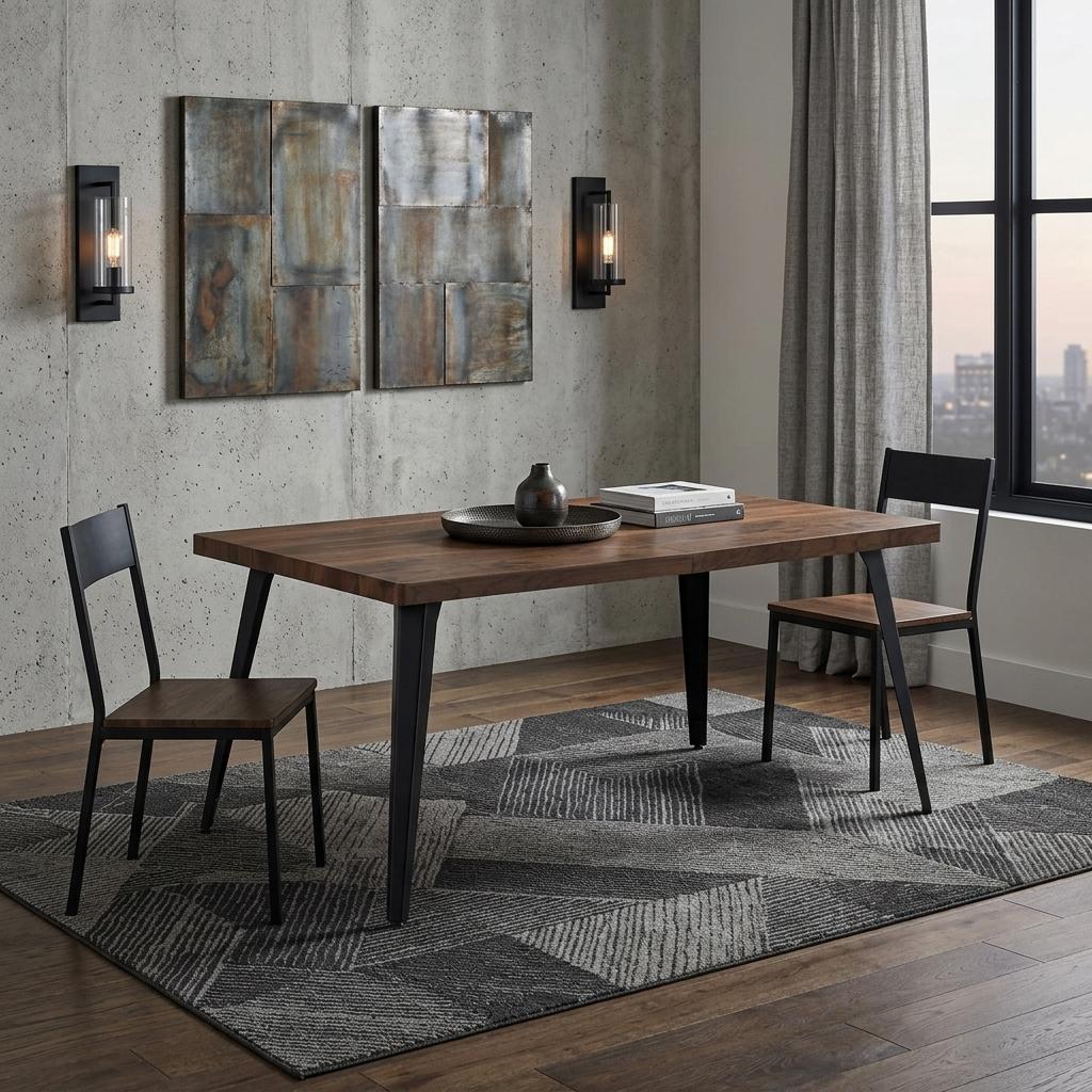 63" Walnut And Black Wood And Iron Dining Table - HomeRoots - Flyclothing LLC
