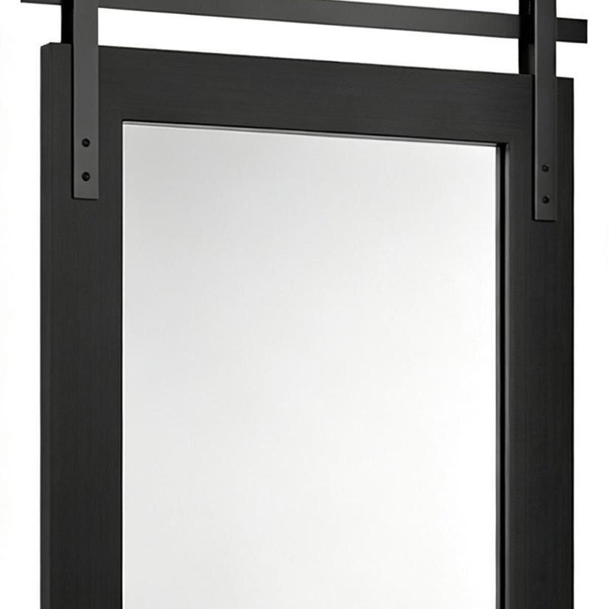 26" Black Wood Barn Framed Accent Mirror - HomeRoots - Flyclothing LLC