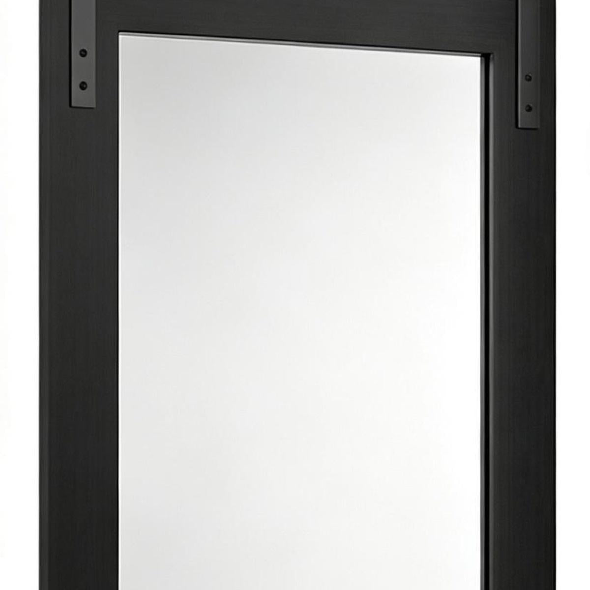 26" Black Wood Barn Framed Accent Mirror - HomeRoots - Flyclothing LLC