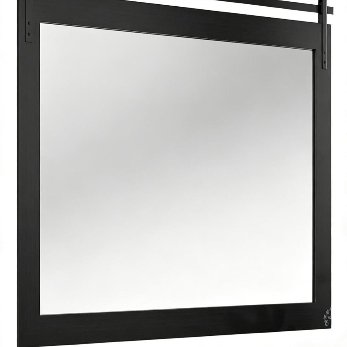 32" Black Wood Barn Framed Bathroom Vanity Mirror - HomeRoots - Flyclothing LLC