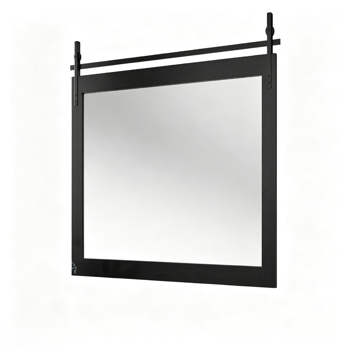 32" Black Wood Barn Framed Bathroom Vanity Mirror - HomeRoots - Flyclothing LLC