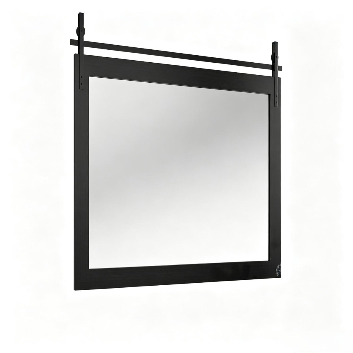 32" Black Wood Barn Framed Bathroom Vanity Mirror - HomeRoots - Flyclothing LLC