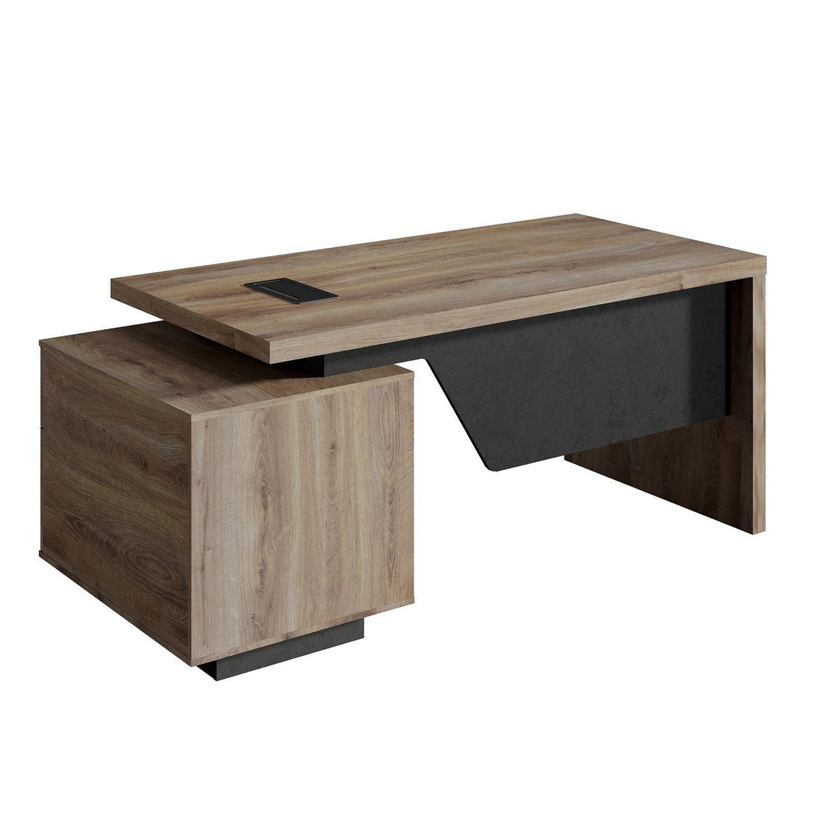 71" Walnut Wood Pedestal Executive Desk With Two Drawers - HomeRoots - Flyclothing LLC