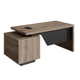 71" Walnut Wood Pedestal Executive Desk With Two Drawers - HomeRoots - Flyclothing LLC