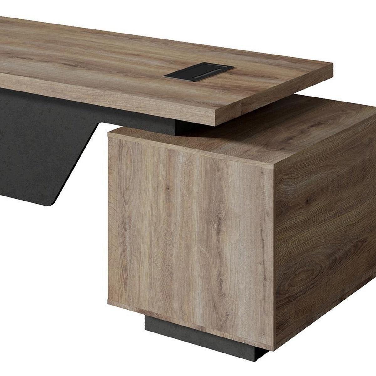 71" Walnut Wood Pedestal Executive Desk With Two Drawers - HomeRoots - Flyclothing LLC