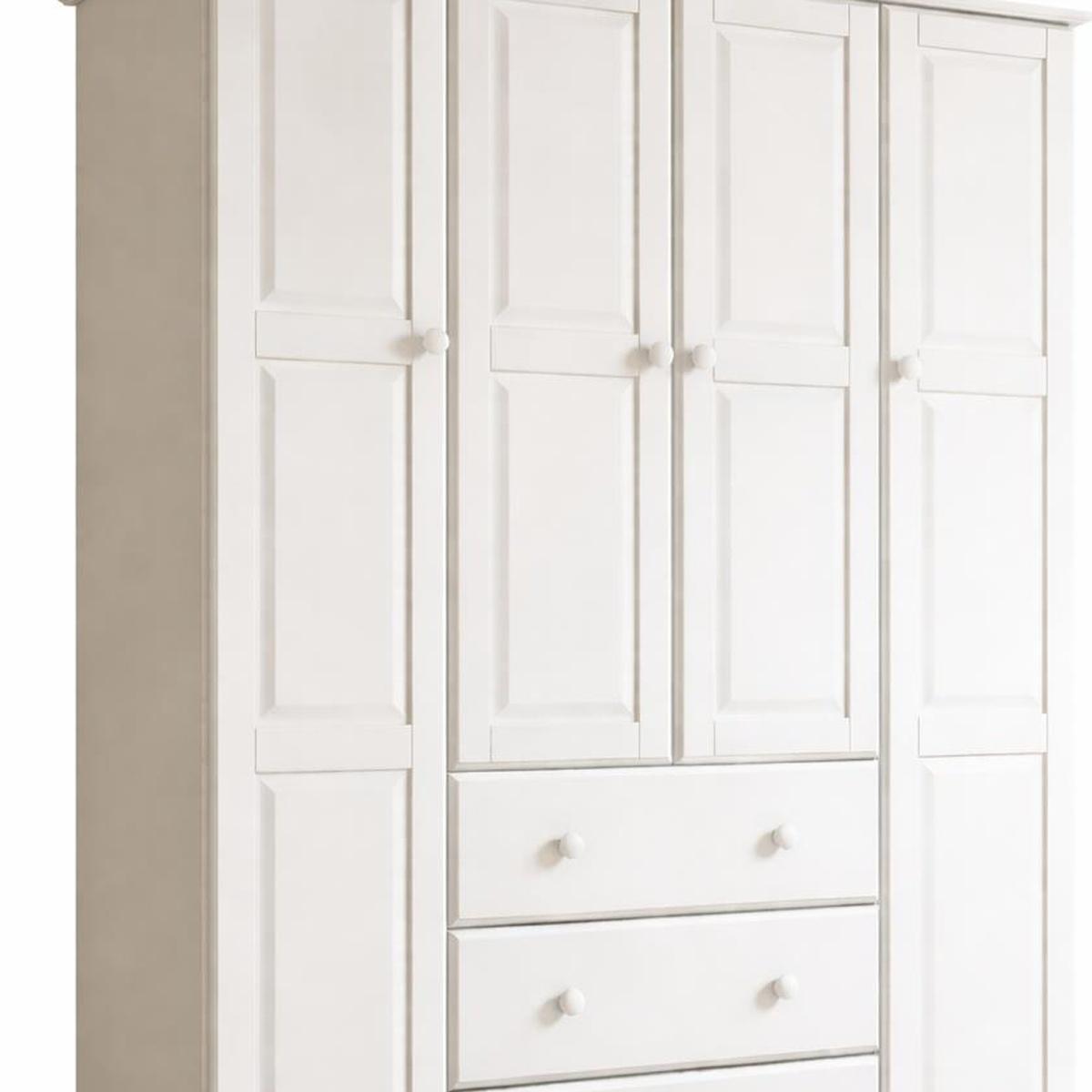 72" White Solid Wood Four Door Three Drawer Combo Dresser - HomeRoots - Flyclothing LLC