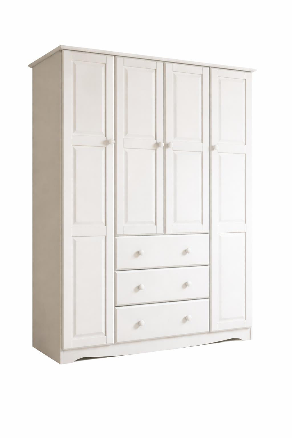 72" White Solid Wood Four Door Three Drawer Combo Dresser - HomeRoots - Flyclothing LLC
