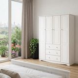 72" White Solid Wood Four Door Three Drawer Combo Dresser - HomeRoots - Flyclothing LLC