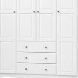 72" White Solid Wood Four Door Three Drawer Combo Dresser - HomeRoots - Flyclothing LLC