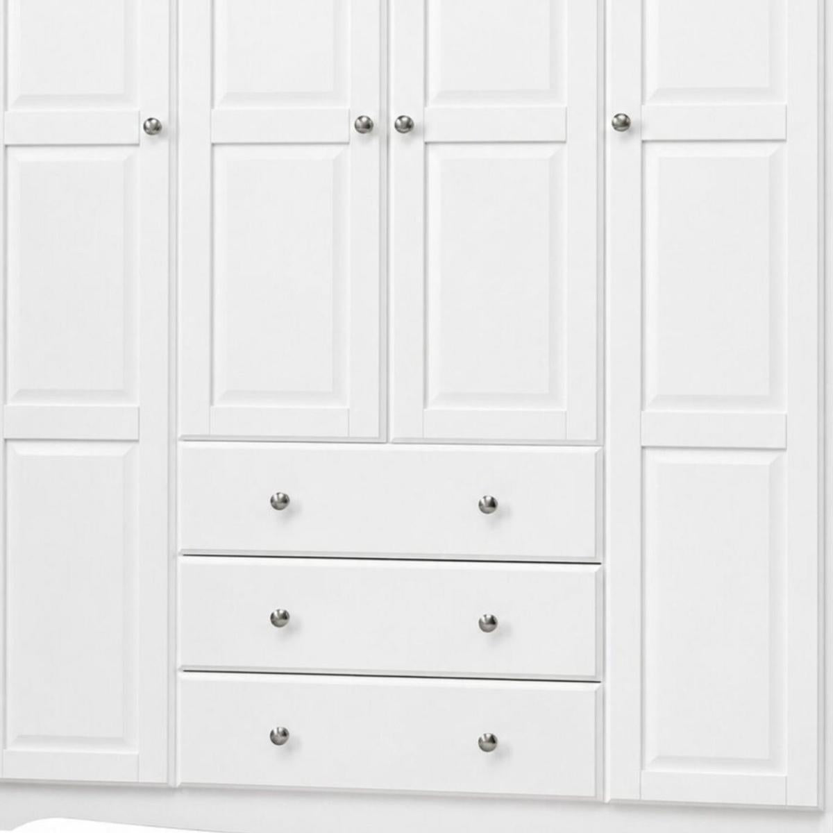 72" White Solid Wood Four Door Three Drawer Combo Dresser - HomeRoots - Flyclothing LLC