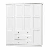 72" White Solid Wood Four Door Three Drawer Combo Dresser - HomeRoots - Flyclothing LLC