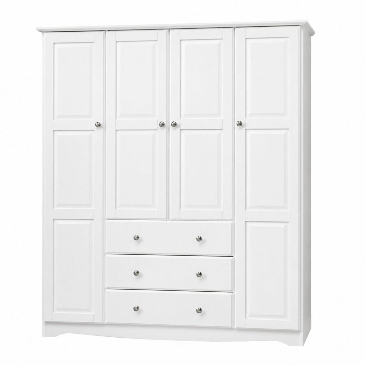 72" White Solid Wood Four Door Three Drawer Combo Dresser - HomeRoots - Flyclothing LLC